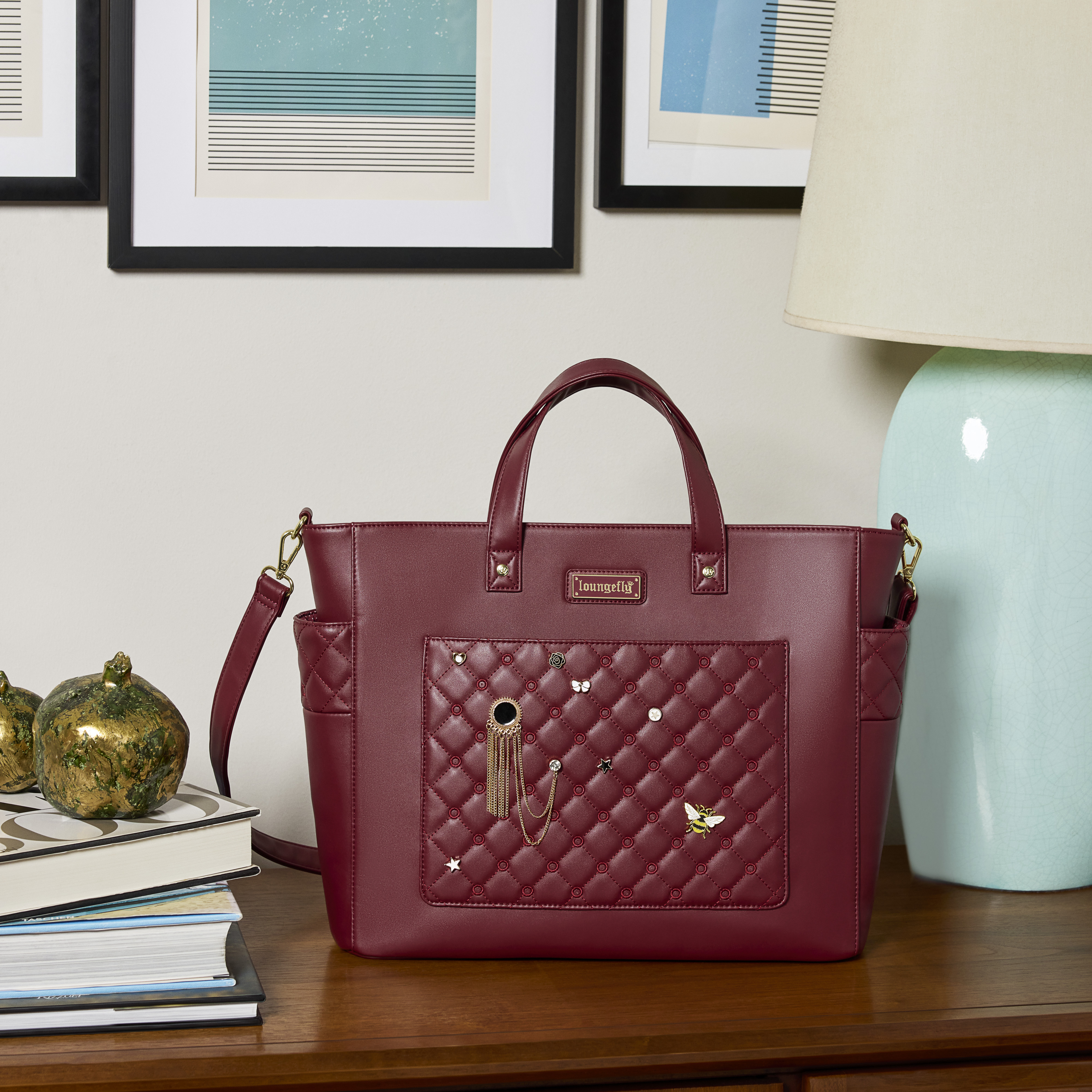 Loungefly The Mo Red Convertible Backpack & Tote Crossbody Pin Trader Bag - Image 3