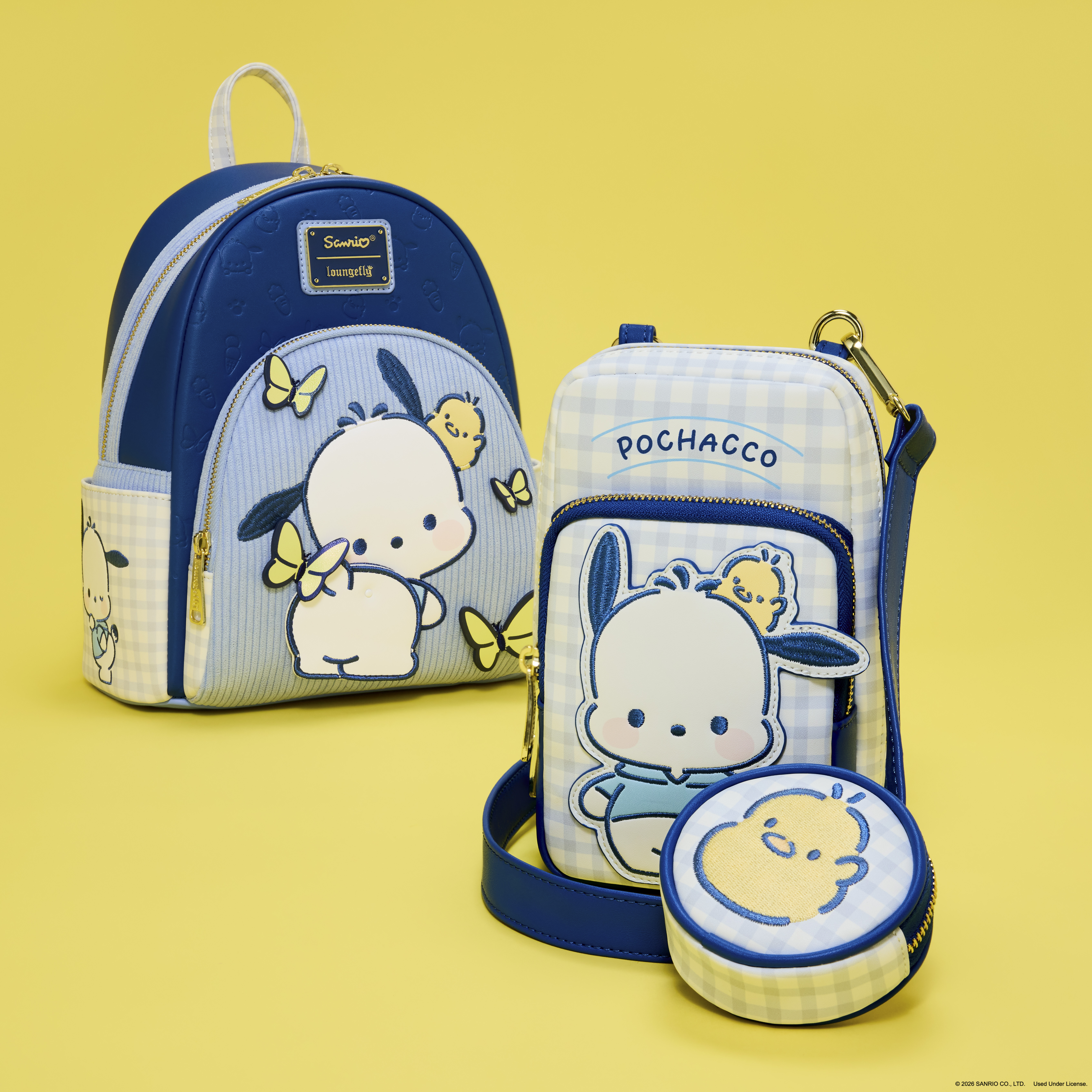 Sanrio Pochacco Gingham Cell Phone Crossbody Bag with Coin Bag - Image 3