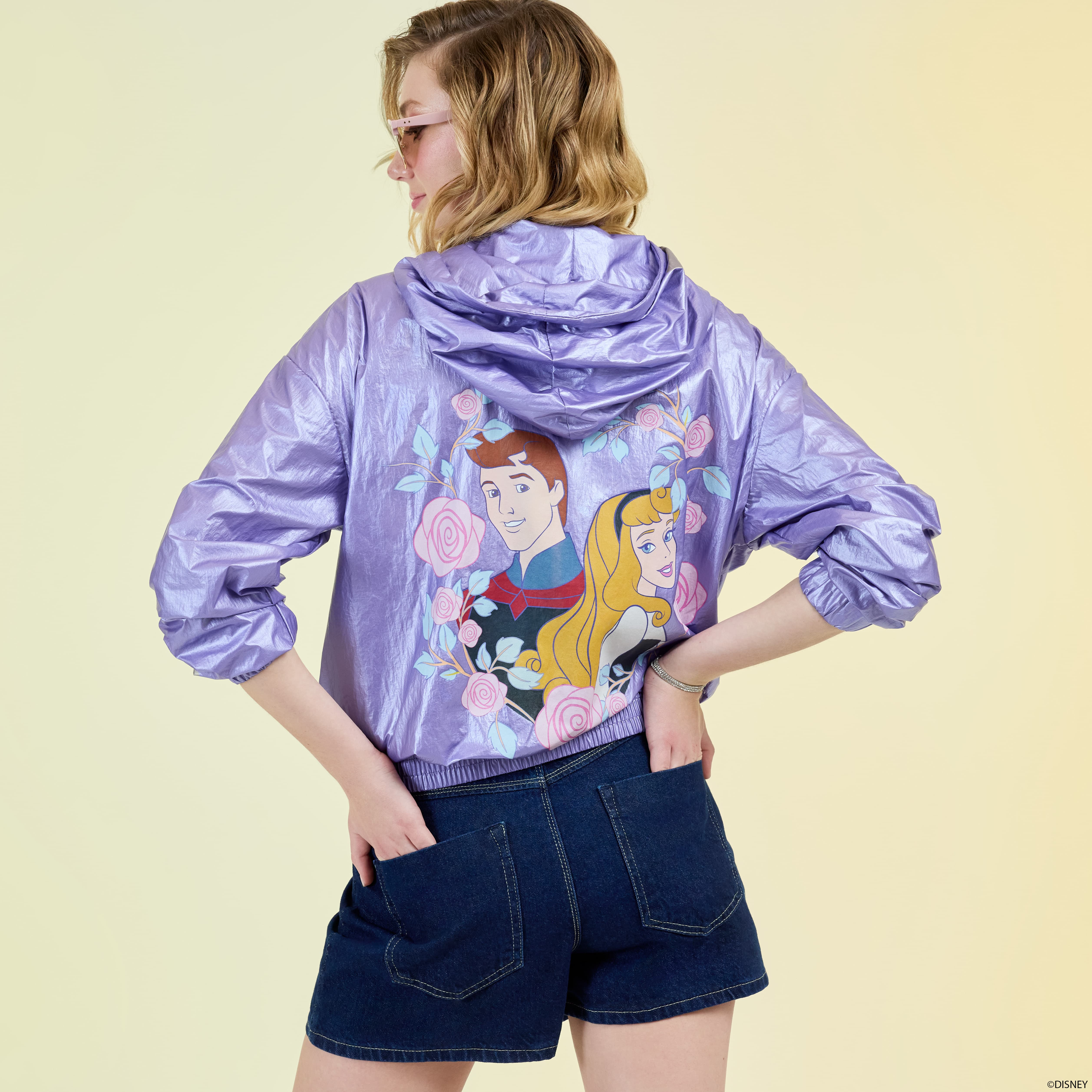 Alternative view of Sleeping Beauty Princess Aurora & Prince Phillip Floral Half-Zip Unisex Windbreaker Jacket